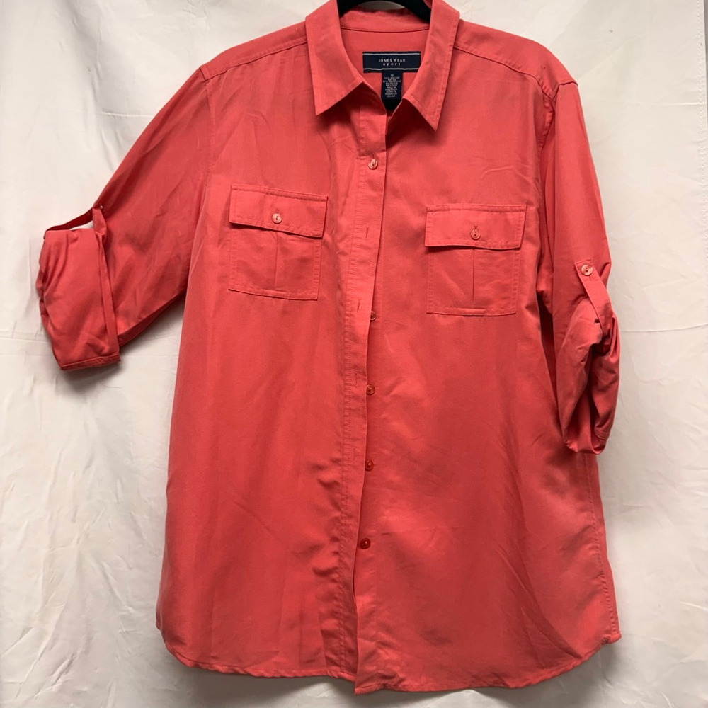 Women's Jones Wear Sport Coral Button Down Shirt Size 12